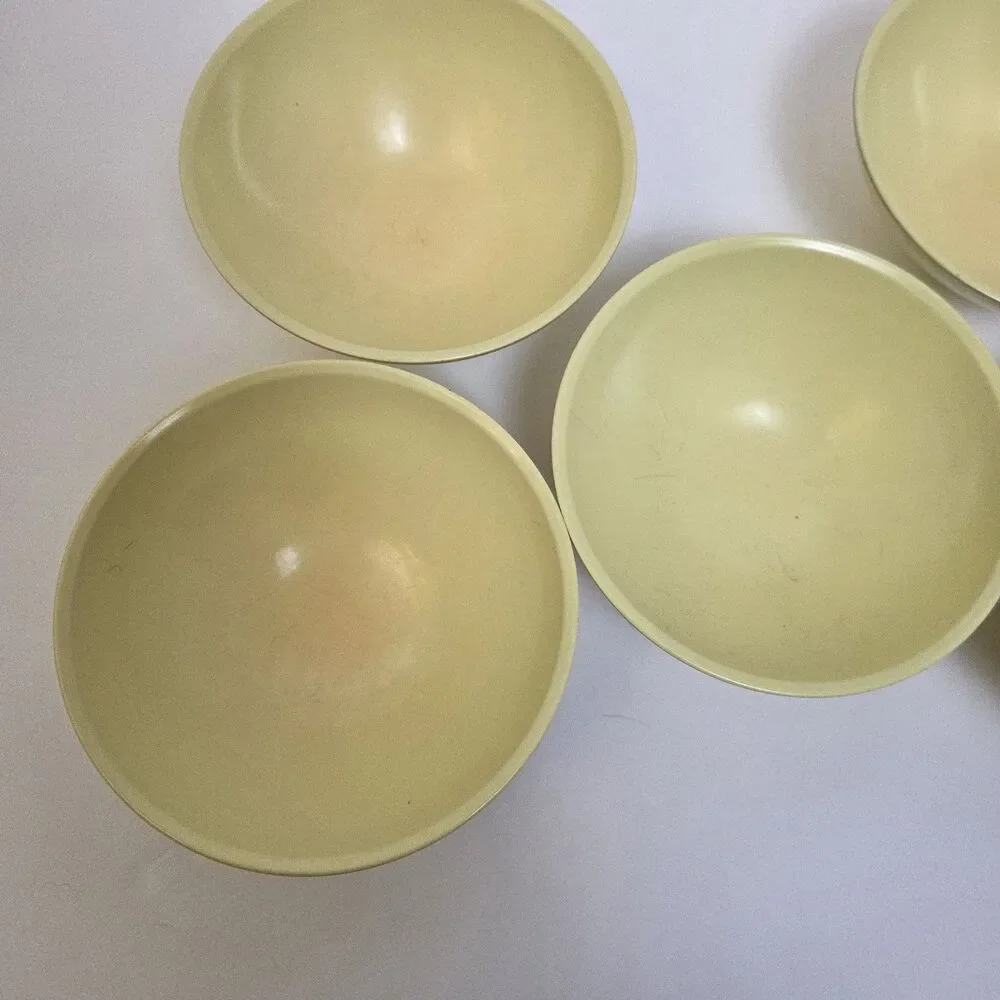 MCM Mixed Lot Melamine Dining 5 Cups 5 Sm Bowls, 1 Creamer Harvest Orange/Yellow
